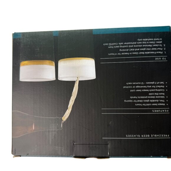 New in Box HOUDINI by Rabbit Freezable Beer Glasses (Includes 2 Glasses) 12 oz - Picture 2 of 5